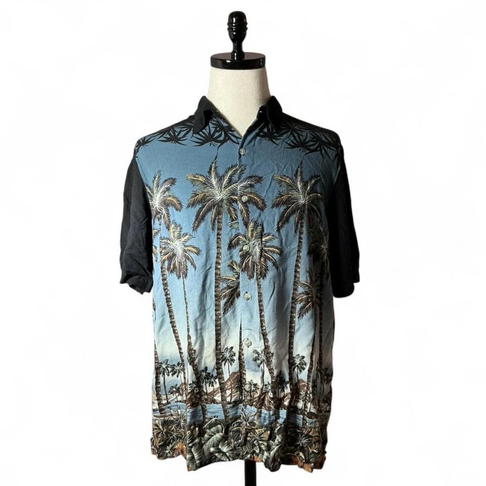 Croft & Barrow Mens Palm Tree Print Short Sleeve‎ Button Up Shirt